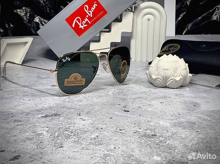 Очки Ray Ban Aviator золотые