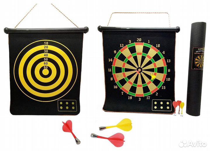 Дартс магнитный мягкий двухсторонний, дротики