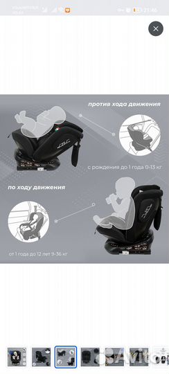 Автокресло поворотное isofix от 0 до 36 кг