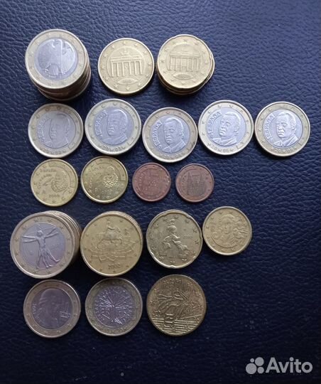 Монеты евроценты Германии, Испании, Италии, Франци