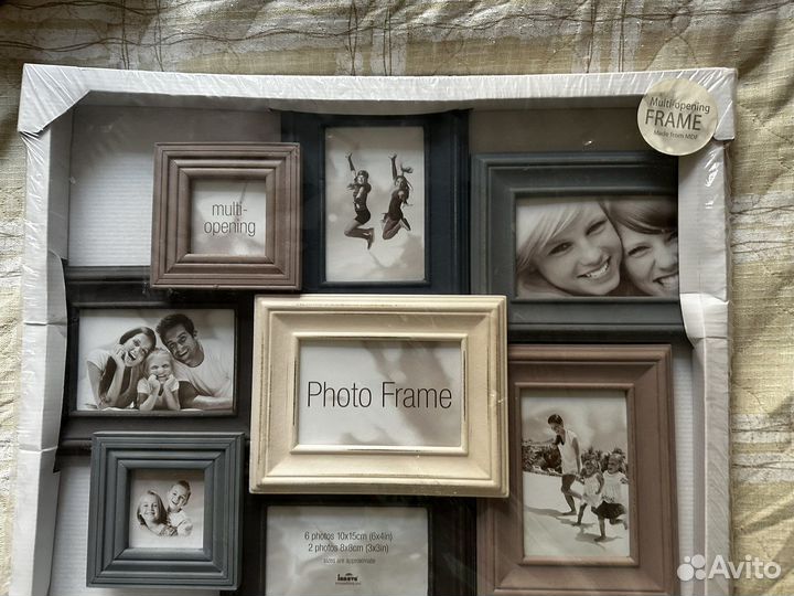 Стильная фоторамка из 8 фотографий деревянная