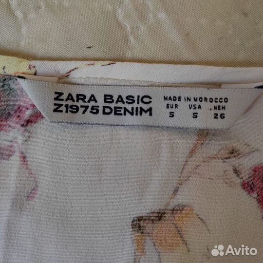 Блузка zara S принт птицы и цветы