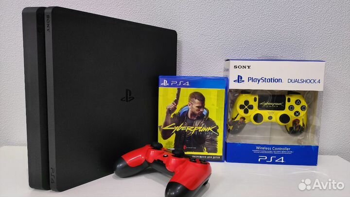 Sony PS4 Slim 2 геймпада и 89 игр