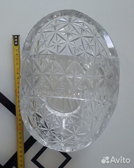 Хрустальная ваза-кофетница с ручкой