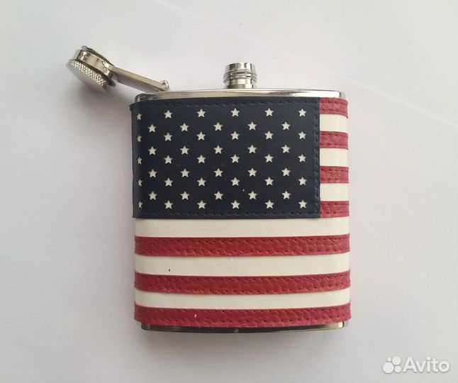 Фляжка/нерж., кожа/ новая