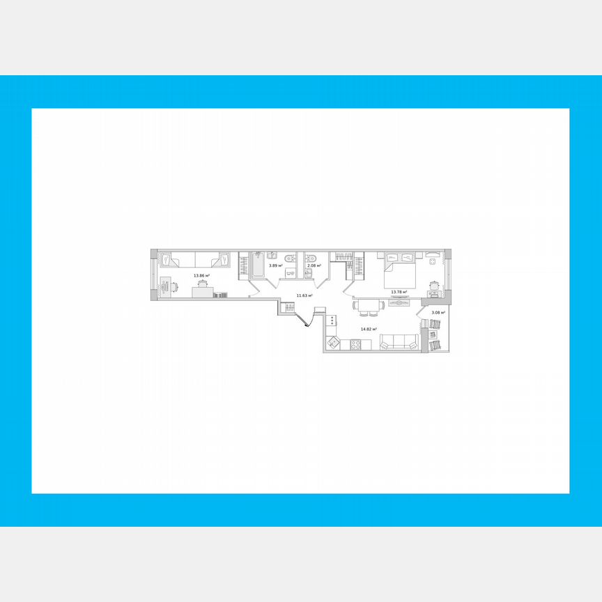 2-к. квартира, 63,1 м², 6/16 эт.