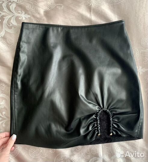 Юбка zara экокожа