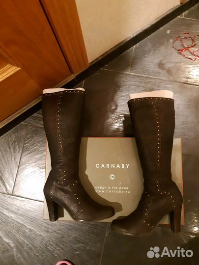 Кожаные зимние сапоги