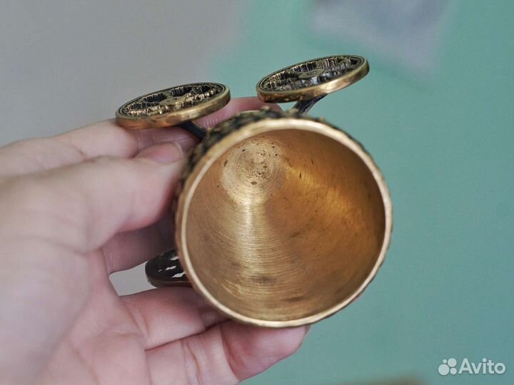 Солонка + ложка бронза винтаж