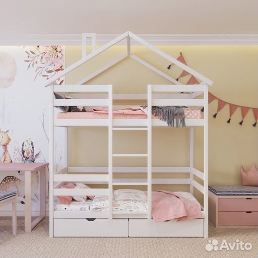 Двухъярусная кровать Домик массив(особая)