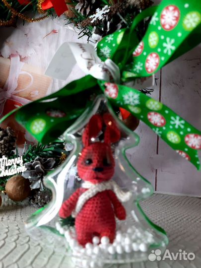 Новогодняя игрушка Ёлочка с зайкой