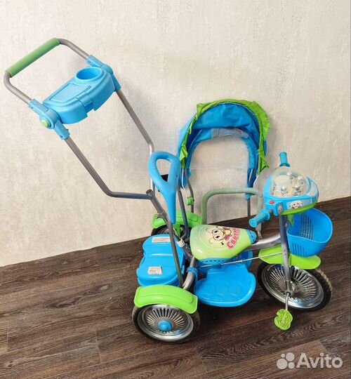 Детский 3х колесный велосипед с ручкой