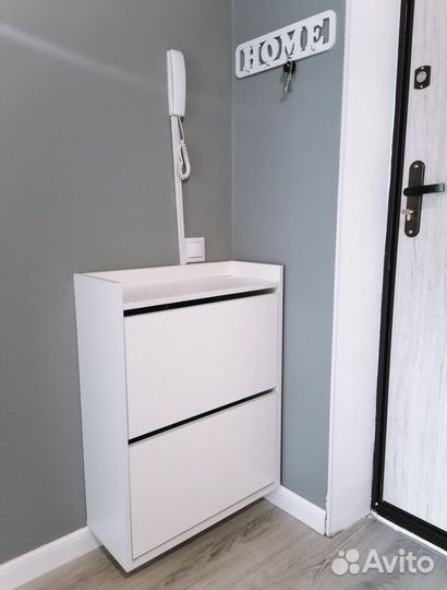 Белая для обуви тумба обувница