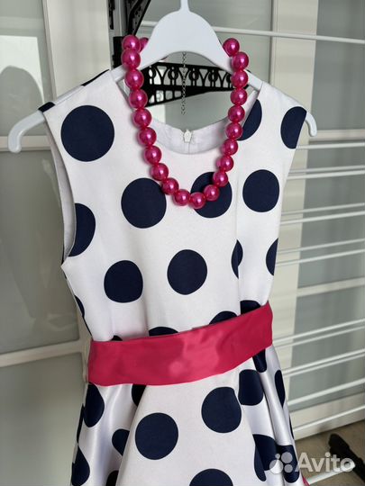 Платье праздничное в стиле стиляг белое 128-134