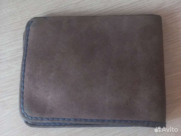 Кошелек мужской работа ручная кожа алькантара
