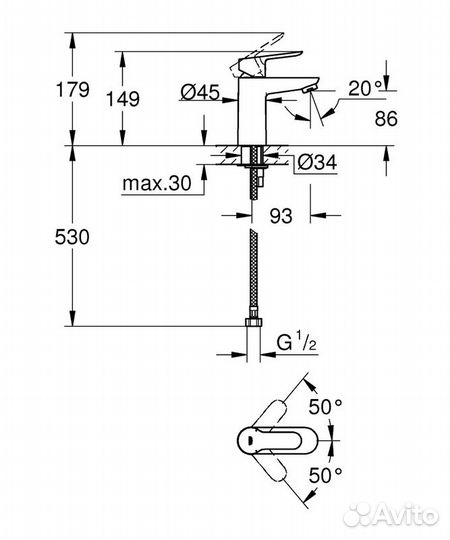 Смеситель Grohe BauEdge 32858000 для раковины