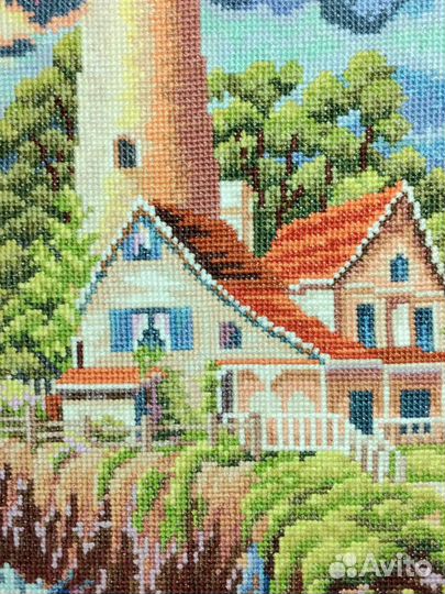 Маяк, Дельфины вышивка крестом