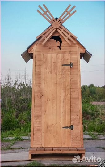 Уличный туалет деревянный PRO885