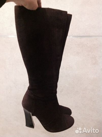 Кожаные сапожки дикая замша еврозима