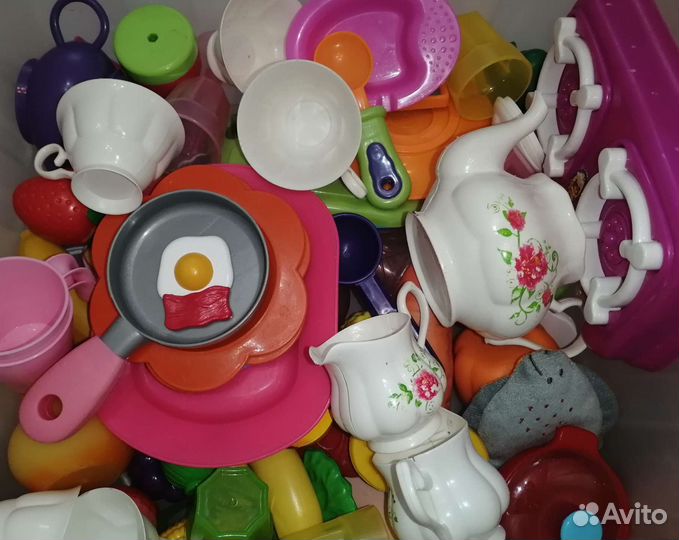 Набор детской посуды, еды лотом