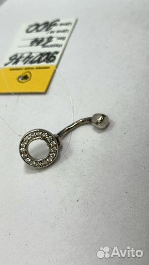 Серебряный пирсинг в пупок