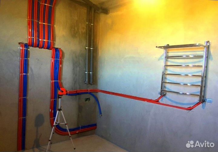 Разводка труб, монтаж теплого пола, сантехник