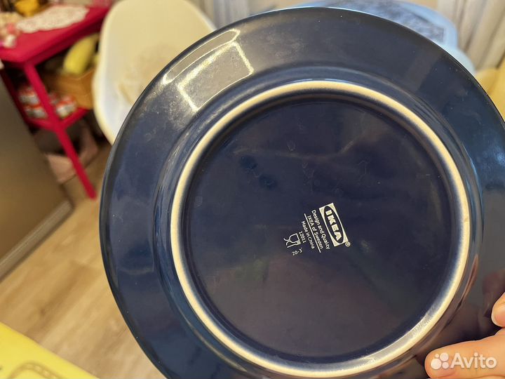 Чашка и тарелка икеа синие