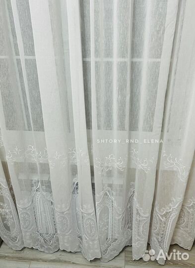 Тюль лен с вышивкой Турция новый