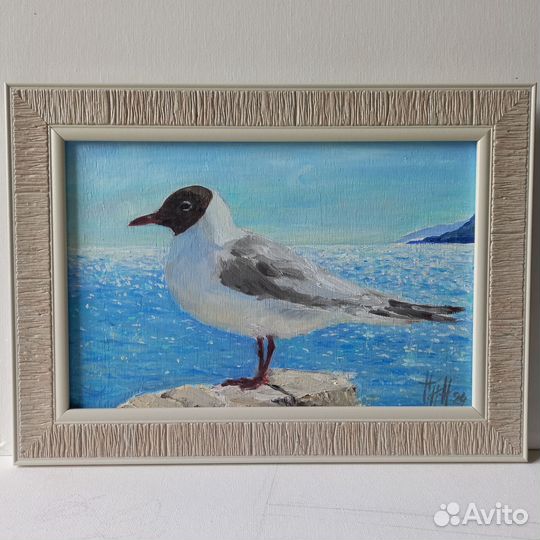 Картина маслом Чайка, морской пейзаж