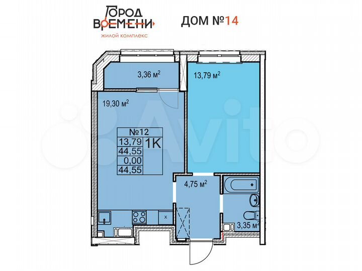 1-к. квартира, 44,6 м², 10/17 эт.