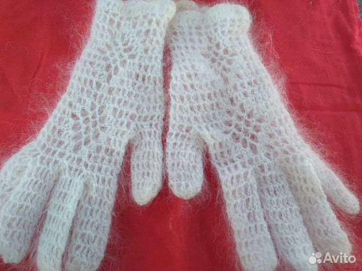 Пуховые ажурные перчатки и варежки