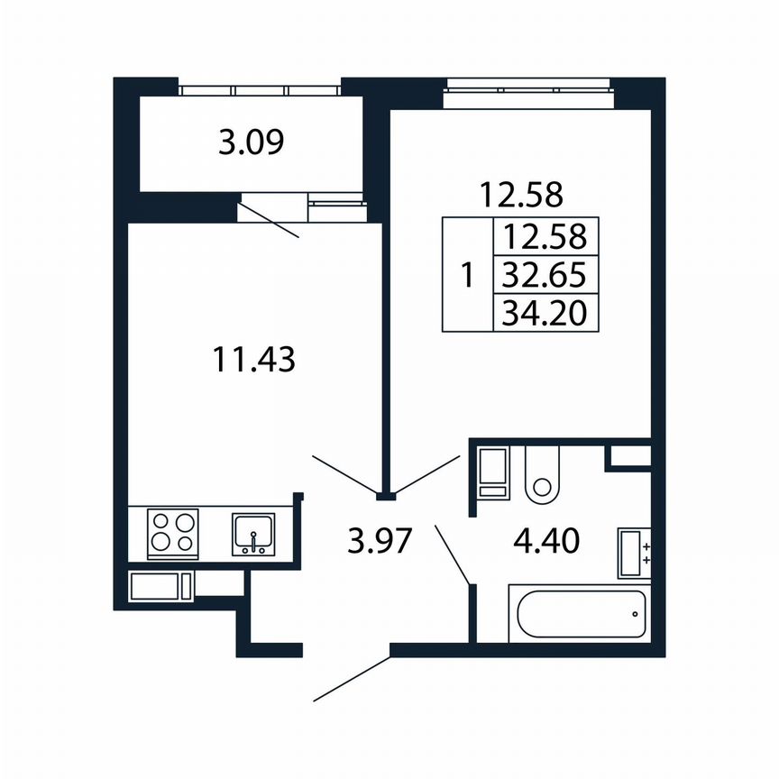 1-к. квартира, 35,7 м², 11/13 эт.