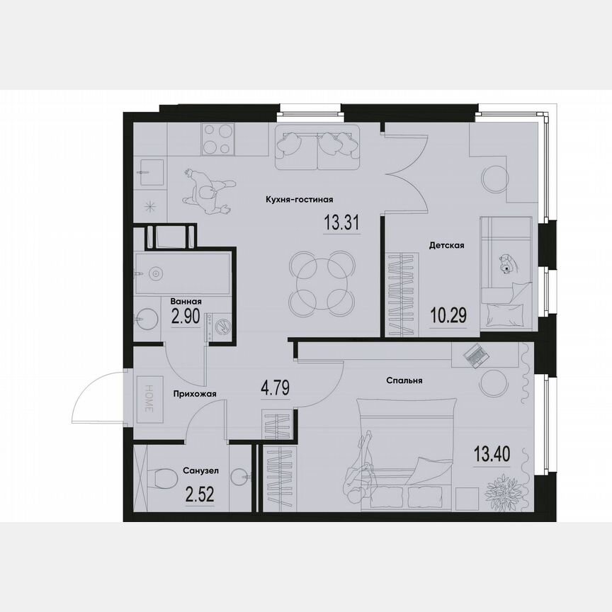 2-к. квартира, 47,2 м², 2/12 эт.