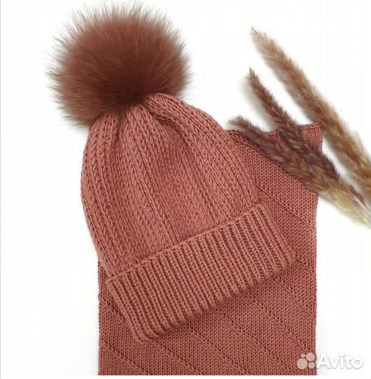 Комплект шапка и снуд женский