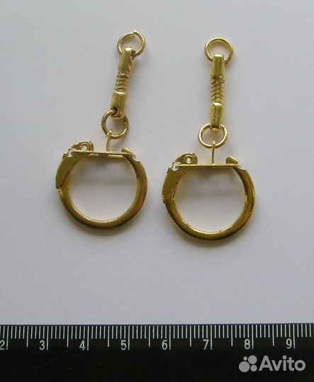 Основы для брелоков, концевики, золотистые