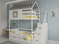 Детская двухъярусная кровать-домик