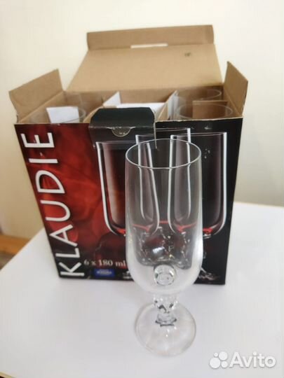 Бокалы для вина стекло bohemia Чехия 180 мл. 6шт