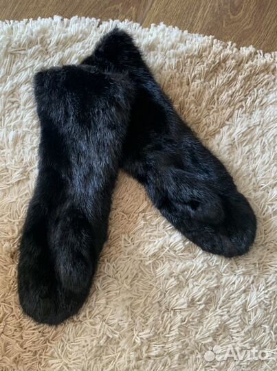 Норковые варежки длинные