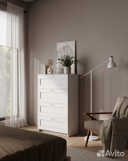 Комод 4 ящика Sirius Brimnes Белый пвз