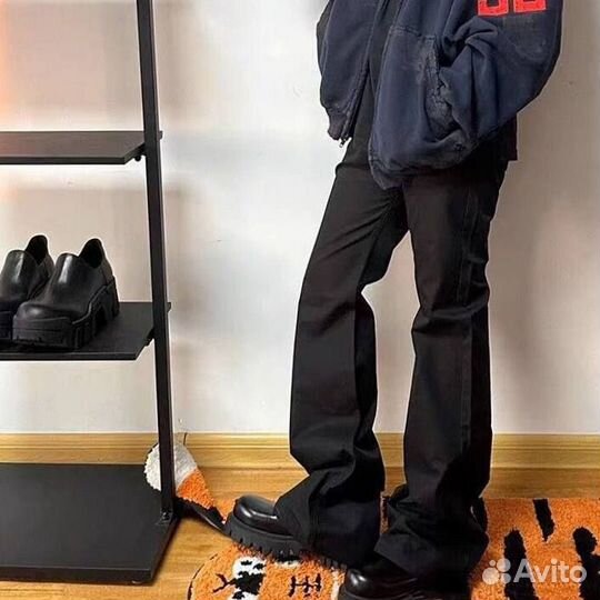 Джинсы клеш y2k черные rick owens