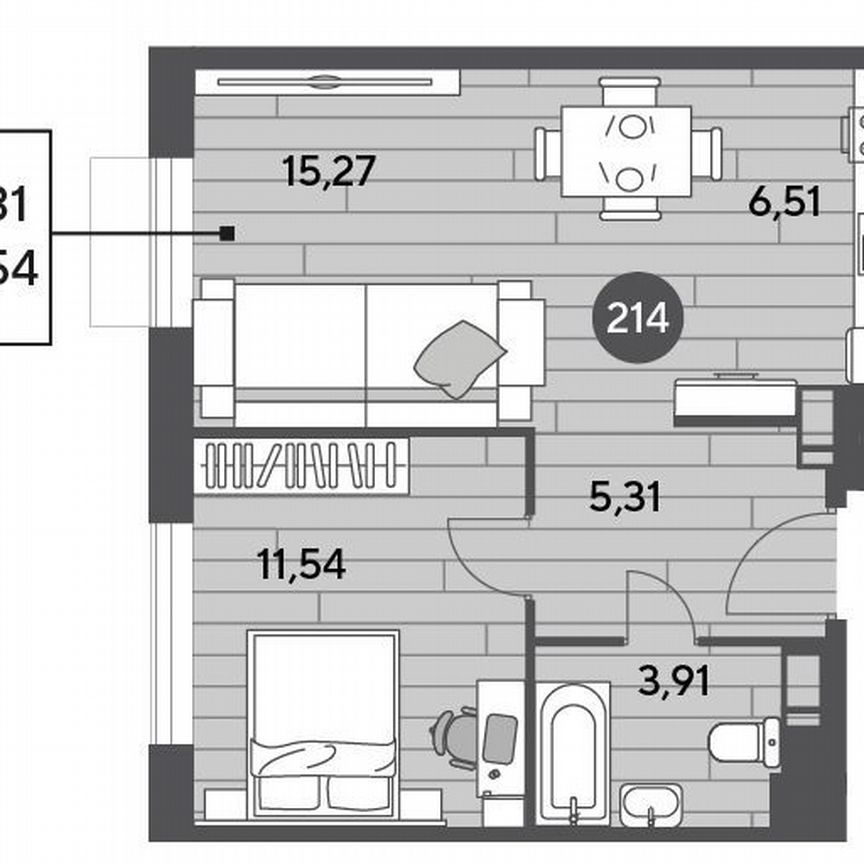 1-к. квартира, 42,5 м², 11/14 эт.