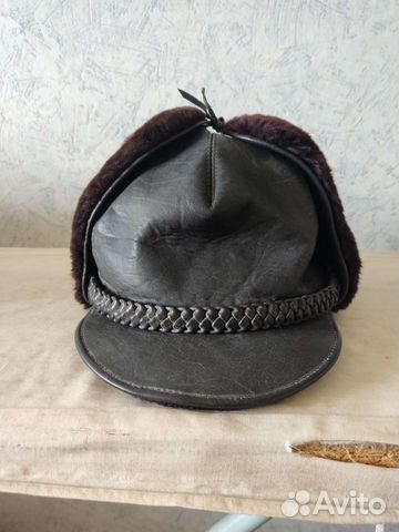 Мужская зимняя кожаная шапка