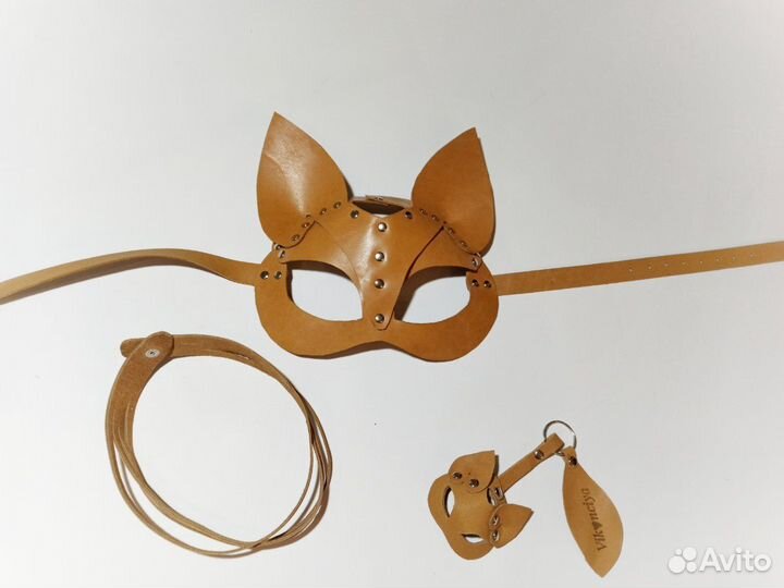 Масочка Лисичка(с чокером и брелком) нат кожа