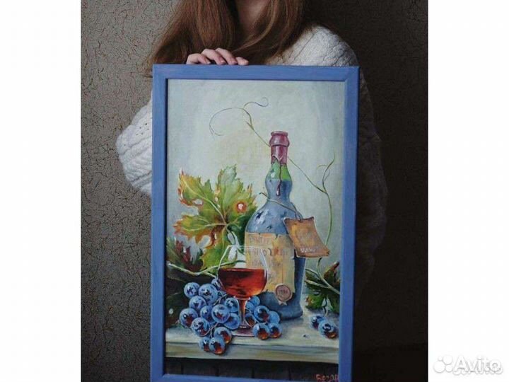 Натюрморт с вином. Масло