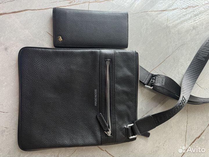 Мужская сумка через плечо bison denim + кошелек