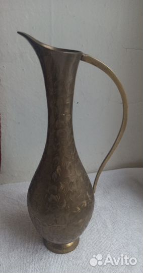 Кувшин кувшинчик Латунь Индия Штихель красивый Рис
