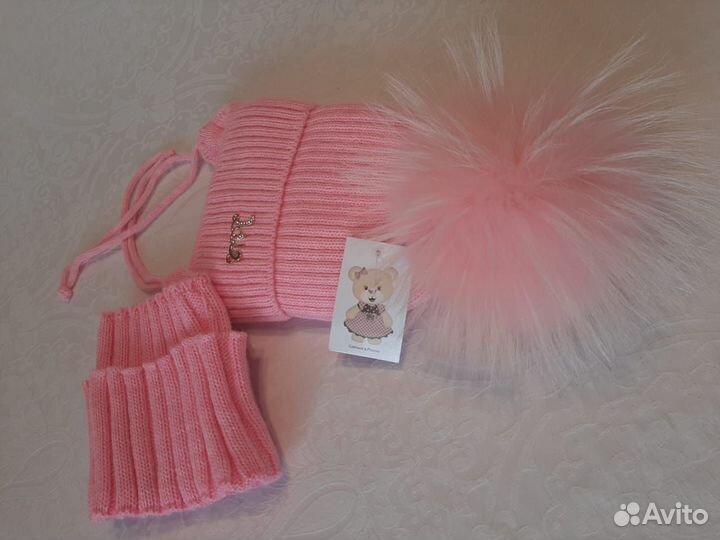 Шапка с помпоном и снуд