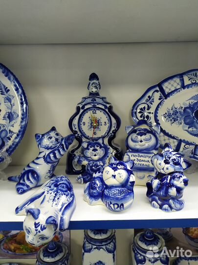 Гжель. Символ года 2023-Кролик(заяц), Кот