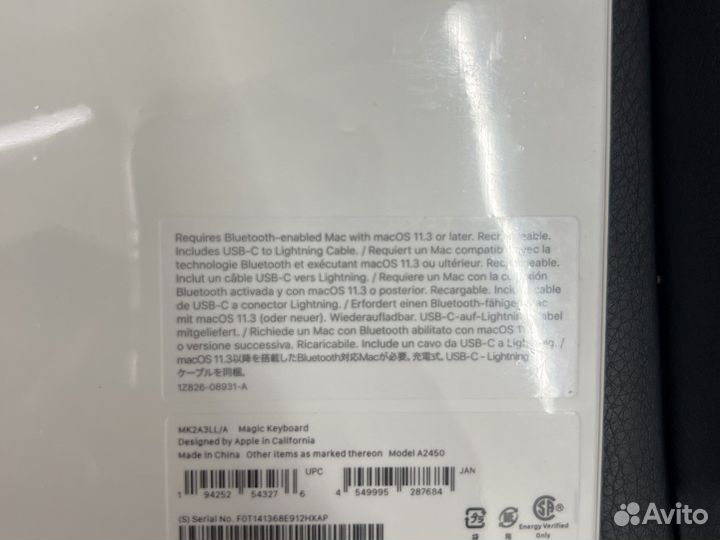 Apple magic keyboard 2021 mk2a3ll клавиатура