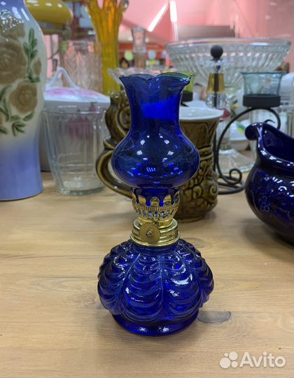 Лампа кобальт стекло, масленная
